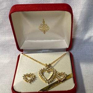 Australian Crystal Heart Necklace & Earring Set